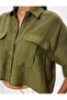 Oversize Crop Shirt Short Sleeve Flap Pocket Detailed Viscose Fabric - 5