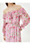 Floral Dress Midi Off-Shoulder Tie-Detail - 5