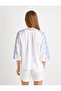 Ethnic Embroidered Blouse with Tassel Detail on the Collar - 4