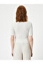 Polo Neck Sweater Knitwear Crop Short Sleeve - 4