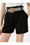 Viscose Mini Shorts - Belt Detail and Pocket - 5