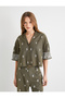 Crop Shirt Ethnic Patterned Short Sleeve Buttoned - 3
