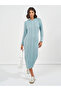 Cable Knit Hooded Long Sleeve Sweater Midi Dress