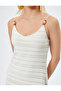 Midi Crochet Dress with Thin Straps, Openwork Beaded Lining - 5