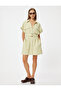 Mini Shirt Dress Viscose Short Sleeve Belted with Pockets