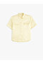 Satin Shirt Short Sleeve Comfortable Fit Classic Collar