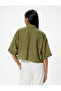 Oversize Crop Shirt Short Sleeve Flap Pocket Detailed Viscose Fabric - 4