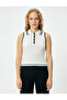 Polo Collar Top Knitwear Buttoned Hair Braid Textured - 3