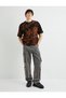 Abstract Printed T-shirt Comfortable Cut Stitching Detailed Crew Neck - 3