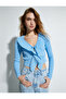 Crop Knitwear Cardigan Frilly V-Neck with Tie Detail - 3