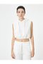 Hooded Crop Sweatshirt Elastic Waist Sleeveless - 3