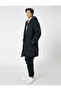 Long Coat Anorak Hooded Pocket Stripe Printed - 2
