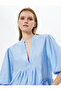 Mini Balloon Sleeve Dress Flounced V-Neck Viscose - 2