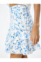 Floral Mini Scallop Skirt Flounced Cotton - 5