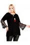 Special Design Sleeve Flounce and Lace Lace Boat Neck Blouse - 5