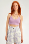İllas Slim Fit V-Collar Strap Lilac Color Women's Knitwear Crop Blouse - 3