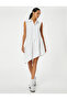Shirt Dress Asymmetrical Cut Sleeveless Buttoned Cotton Comfortable Cut