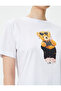 Teddy Bear Printed T-Shirt Crew Neck Short Sleeve Cotton - 5