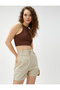 Denim Shorts High Waist Pocket Detailed Buttoned Cotton