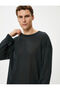 Basic Sweater Relax Fit Textured Crew Neck Long Sleeve