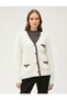 X Selected by Melis Ağazat - Button Detailed V-Neck Knitted Cardigan with Pockets - 3