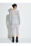 Midi Knitwear Dress Metallic Glitter Long Sleeve Crew Neck - 4