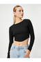 Corset Detailed Crop T-Shirt Long Sleeve