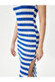 Midi Dress Slit Detailed Crew Neck - 5