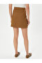 Textured Mini Skirt - Normal Waist, Cargo Pocket - 4