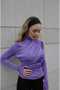 Lilac Half-Neck Gathered Long Sleeve Sandy Blouse - 2
