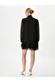 Balloon Sleeve Chiffon Dress Mini Scarf Collar Ruffles - 4