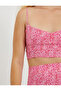 Crop Bustier Patterned Thin Strap Deep U Neck - 5