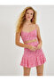 Crop Bustier Patterned Thin Strap Deep U Neck - 2