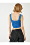 Crop Tank Top Thick Strap Square Collar - 4