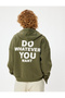 Oversize Hooded Raised Zippered Printed Sweatshirt - 4
