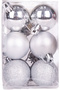 Christmas Ball, Glittery Matte Shiny, Silver - Set of 12, 4 cm - 3