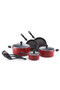 Classique 11 Piece Nonstick Cooking Set with Glass Lid - Red