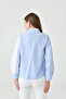 Women's Blue White Striped Patterned Long Sleeve Color Block Front Buttoned Modern Shirt Loi̇25-Pk1069 - 8