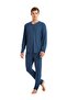 Men's V-Neck Long Sleeve Navy Blue Pajamas Suit C5T3N6O04
