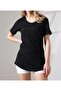 Women's Etegi Oval Slimfit Bicycle Collar Black Tshirt