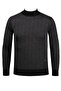 Men's Half Turtleneck Knitwear Black Sweater Patterned Steel Knit Classic Fit - 5005B