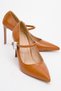 Pattaya Tan Skin Stone Detailed Women's Thin Heeled Shoes