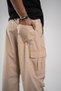 Men's Trousers Fabric Cream Cargo Pockets Parachute Baggy - 3