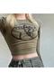 Khaki Admim Star World Long Sleeve Crop - 2