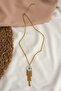 Gold Steel Necklace with Evil Eye and Tassels - 6