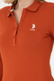 Brick Colored Polo Collar Women's Sweatshirt -50271573-VR031 - 7