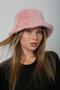 Pink Soft Textured Plush Bucket Women's Hat - 2
