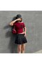Burgundy Black Widow Off-the-Shoulder Spider Short Sleeve Crop - 6