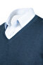 Men's V-Neck Knitwear Petrol Sweater Patterned Steel Knit Classic Fit - 4241D - 4