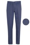 Men's Dark Blue Linen Trousers Classic Cut Woven Dobby with Pockets Seasonal - 2
